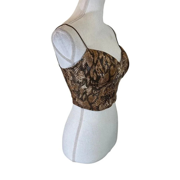 Windsor Snakeskin Cropped Bralette Top Small Sheen Shiny Spaghetti Straps Sexy - Picture 2 of 8